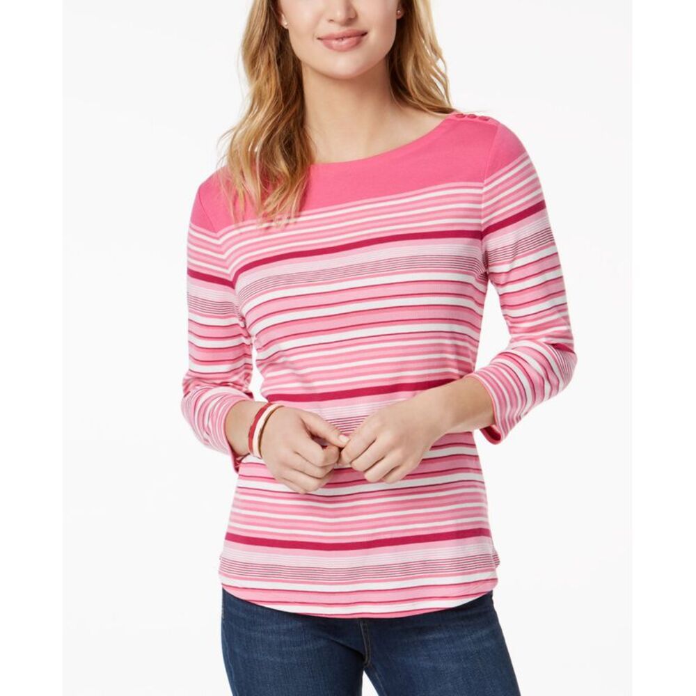 Charter Club Karen Scott Three-Quarter-Sleeve Cotton Top